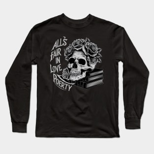 all s fair in love and poetry vintage skull Long Sleeve T-Shirt